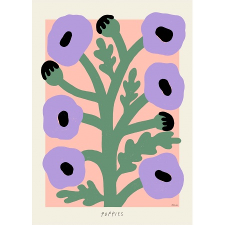 Affiche Purple Poppies -...